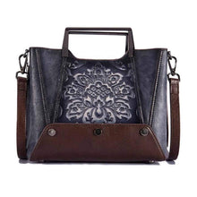 Load image into Gallery viewer, Embossed Genuine Leather Top Handle Handbag