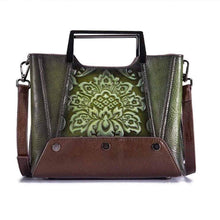 Load image into Gallery viewer, Embossed Genuine Leather Top Handle Handbag