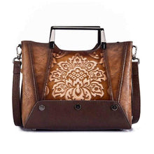 Load image into Gallery viewer, Embossed Genuine Leather Top Handle Handbag