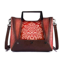 Load image into Gallery viewer, Embossed Genuine Leather Top Handle Handbag