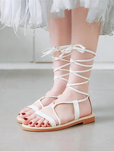 Load image into Gallery viewer, Lace Up Gladiator Flat Sandals