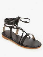 Load image into Gallery viewer, Lace Up Gladiator Flat Sandals
