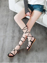 Load image into Gallery viewer, Lace Up Gladiator Flat Sandals