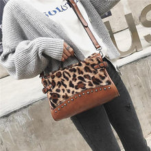 Load image into Gallery viewer, Leopard Plush Versatile Handbag  Single Shoulder Messenger Bag
