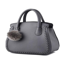 Load image into Gallery viewer, Mother's simple atmospheric Fur Ball Plain Pu Handbag