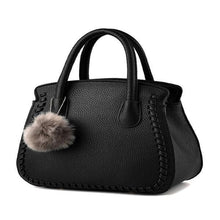 Load image into Gallery viewer, Mother's simple atmospheric Fur Ball Plain Pu Handbag