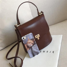 Load image into Gallery viewer, Simplicity retro generous PU shoulder bag bucket handbag