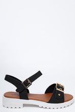 Load image into Gallery viewer, White Cleated Platform Black Sandals-SinglePrice