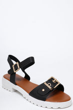 Load image into Gallery viewer, White Cleated Platform Black Sandals-SinglePrice