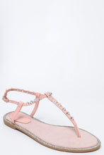 Load image into Gallery viewer, Studded T-Bar Pink Flat Sandals-SinglePrice