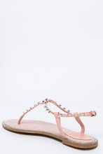 Load image into Gallery viewer, Studded T-Bar Pink Flat Sandals-SinglePrice