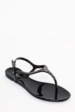 Load image into Gallery viewer, Encrusted Black Flat Sandals-SinglePrice