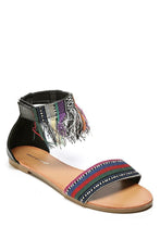 Load image into Gallery viewer, Boho Fringed Black Flat Sandals-SinglePrice