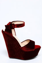 Load image into Gallery viewer, Red Velvet Wedge Shoes-SinglePrice