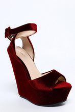 Load image into Gallery viewer, Red Velvet Wedge Shoes-SinglePrice