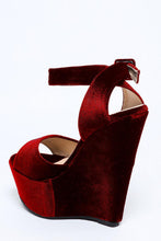 Load image into Gallery viewer, Red Velvet Wedge Shoes-SinglePrice