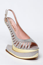 Load image into Gallery viewer, Grey Satin Crystals Embellished Cut Out Platform Wedge-SinglePrice
