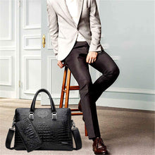 Load image into Gallery viewer, Men Business Alligator Faux Leather Handbags Crossbody Bags Laptop Bag Briefcase