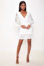 Load image into Gallery viewer, Cream Lace And Mesh Tiered Dress