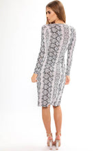 Load image into Gallery viewer, Black Snake Print Slinky Wrap Dress