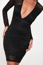 Load image into Gallery viewer, Black Lace Plunge Neck Mini Dress
