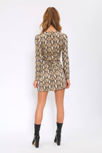 Load image into Gallery viewer, Beige Snake Print Tie Waist Wrap Dress