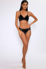 Load image into Gallery viewer, Black Lace Bralette Lingerie Set With Velvet Details
