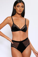 Load image into Gallery viewer, Black Velvet Bralette High Waisted Lingerie Set