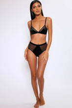 Load image into Gallery viewer, Black Velvet Bralette High Waisted Lingerie Set