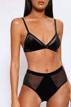 Load image into Gallery viewer, Black Velvet Bralette High Waisted Lingerie Set