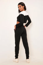 Load image into Gallery viewer, Black Colourblock Jogger Loungewear Set