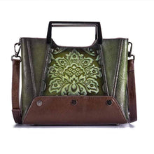 Load image into Gallery viewer, Embossed Genuine Leather Top Handle Handbag