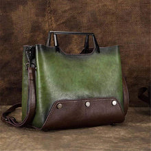 Load image into Gallery viewer, Embossed Genuine Leather Top Handle Handbag