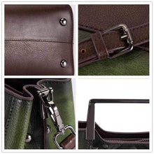 Load image into Gallery viewer, Embossed Genuine Leather Top Handle Handbag