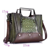 Load image into Gallery viewer, Embossed Genuine Leather Top Handle Handbag
