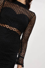 Load image into Gallery viewer, Black Crochet Lace Open Back Dress