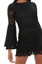 Load image into Gallery viewer, Black Crochet Lace Flare Sleeve Dress