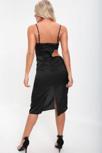 Load image into Gallery viewer, Black Satin Cut Out Midi Dress