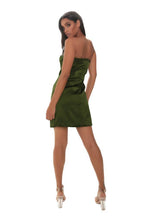 Load image into Gallery viewer, Khaki Satin Bandeau Mini Dress