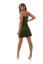 Load image into Gallery viewer, Khaki Satin Bandeau Mini Dress