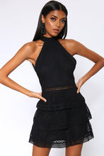 Load image into Gallery viewer, Black Crochet Lace Open Back Dress
