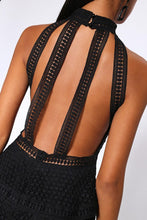 Load image into Gallery viewer, Black Crochet Lace Open Back Dress