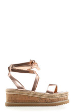 Load image into Gallery viewer, Rose Gold Tie Platform Sandals