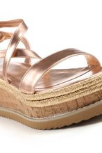 Load image into Gallery viewer, Rose Gold Tie Platform Sandals
