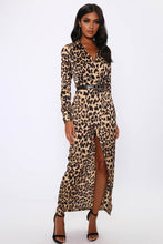 Load image into Gallery viewer, Leopard Print Jacket Style Wrap Maxi Dress