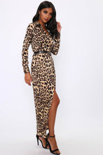 Load image into Gallery viewer, Leopard Print Jacket Style Wrap Maxi Dress