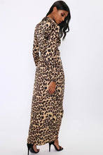 Load image into Gallery viewer, Leopard Print Jacket Style Wrap Maxi Dress