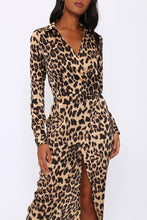 Load image into Gallery viewer, Leopard Print Jacket Style Wrap Maxi Dress
