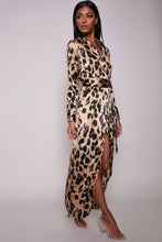Load image into Gallery viewer, Leopard Print Jacket Wrap Style Maxi Dress