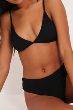 Load image into Gallery viewer, Black Ribbed Triangle Bra Lingerie Set